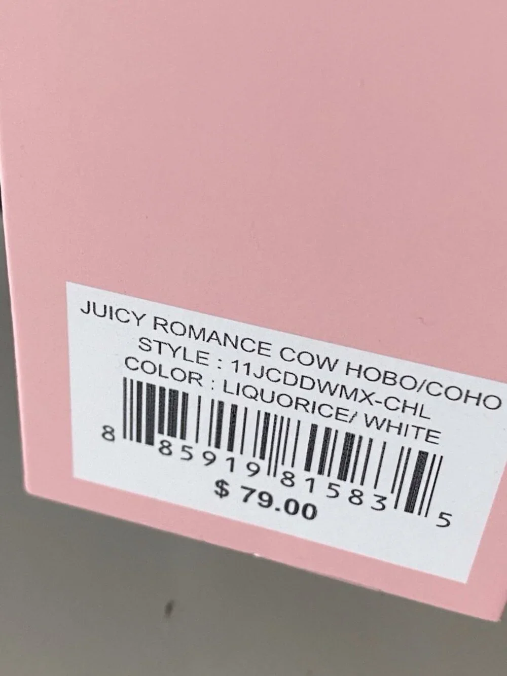Juicy Couture Romance Cow Print Hobo Coho Bag‎ Liquorice White W/Charm Viral NEW